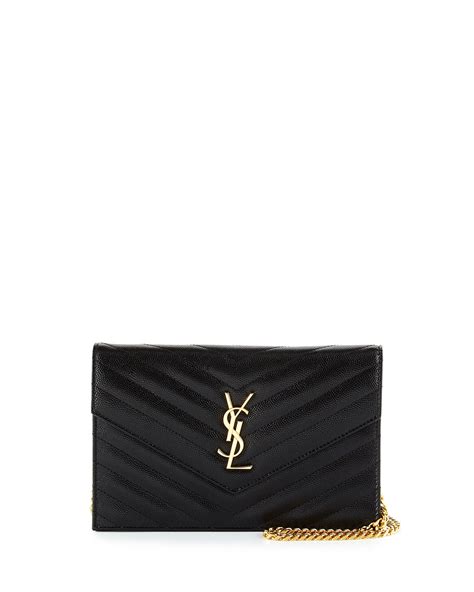 ysl monogram chevron quilted wallet on a chain|YSL monogram quilted wallet.